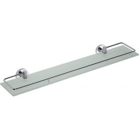Sapho X-ROUND E polička sklenená s výklopnou hrazdou 600x130mm, mliečne sklo, chróm XR600