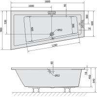 Polysan ANDRA L SLIM asymetrická vaňa 180x90x45cm, biela 72872S