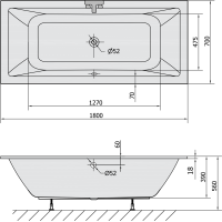 Polysan KRYSTA SLIM obdĺžniková vaňa 180x70x39cm, biela 72906S