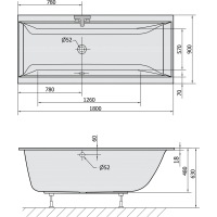 Polysan CLEO SLIM obdĺžniková vaňa 180x90x48cm, biela 13111S