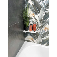 Sapho ABELINE rohová polica rockstone 300x100mm, excentrická, biela mat AE300-0101