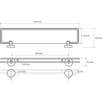 Sapho X-ROUND E polička sklenená s výklopnou hrazdou 600x130mm, mliečne sklo, chróm XR600