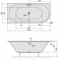Polysan VIVA L SLIM asymetrická vaňa 185x80x47cm, biela 72099S