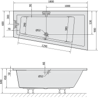 Polysan ANDRA R SLIM asymetrická vaňa 180x90x45cm, biela 78771S