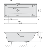 Polysan CLEO SLIM obdĺžniková vaňa 180x80x48cm, biela 95611S