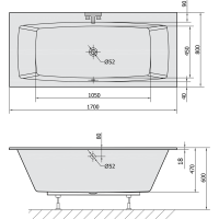 Polysan KVADRA SLIM obdĺžniková vaňa 170x80x47cm, biela 18611S