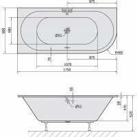 Polysan VIVA L SLIM asymetrická vaňa 175x80x47cm, biela 70119S