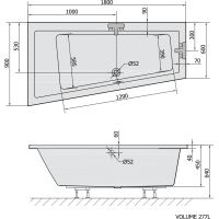 Polysan ANDRA L asymetrická vaňa 180x90x45cm, ivory 72872.40