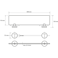 Sapho X-ROUND E sklenená polička 300x130mm, mliečne sklo, chróm XR601