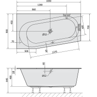 Polysan ASTRA WL SLIM asymetrická vaňa 165x90x48cm, biela 30611S