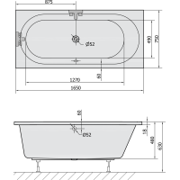 Polysan ASTRA B SLIM obdĺžniková vaňa 165x75x48cm, biela 32611S