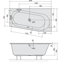 Polysan ASTRA WR SLIM asymetrická vaňa 165x90x48cm, biela 31611S