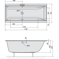 Polysan CLEO SLIM obdĺžniková vaňa 170x70x48cm, biela 74611S