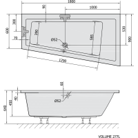 Polysan ANDRA R asymetrická vaňa 180x90x45cm, biela 78771