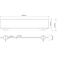 Sapho X-ROUND BLACK sklenená polička, 600mm, čierna XR609B