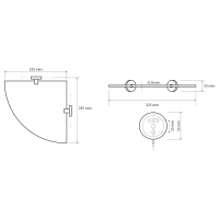 Sapho X-ROUND E sklenená polička rohová 235x255mm, chróm XR603