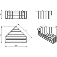 Gedy SMART rohová polica do sprchy, 200x80x151mm, čierna mat 2483-14