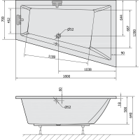 Polysan TRIANGL R SLIM asymetrická vaňa 180x120x50cm, biela 20611S