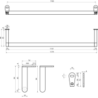 GSI NORM čelný držiak uterákov 125cm, chróm PASAND125