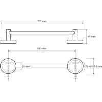 Sapho X-ROUND E držiak uterákov 300x65mm, chróm XR406