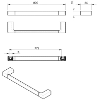 Gedy PIRENEI držiak uterákov 800x66mm, biela mat PI218002