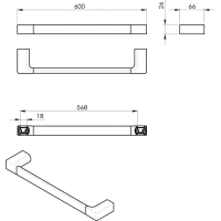 Gedy PIRENEI držiak uterákov 600x66mm, biela mat PI216002