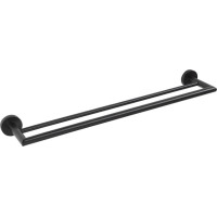 Sapho X-ROUND BLACK dvojitý držiak uterákov 600x120mm, čierna XR401B