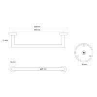 Sapho X-ROUND GOLD držiak uterákov 300x65mm, zlato mat XR400GB
