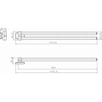 Aqualine APOLLO dvojitý držiak uterákov 460x35mm, chróm 1416-15