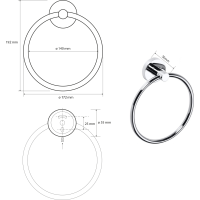 Sapho X-ROUND E držiak uterákov kruh, chróm XR411