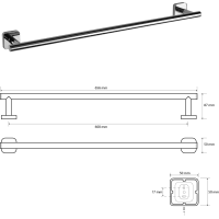 Sapho INSIA držiak uterákov 600x87mm, chróm IS009