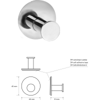 Sapho X-ROUND samolepiaci háčik, nerez lesk XR219