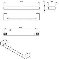 Gedy PIRENEI držiak uterákov 350x66mm, čierna mat PI213514