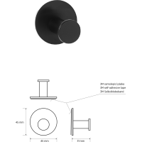 Sapho X-ROUND samolepiaci háčik, čierna mat XR219B