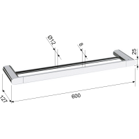 Sapho FLORI dvojitý držiak uterákov 600x127mm, chróm RF011