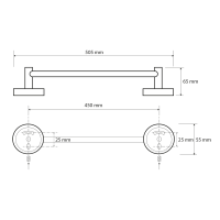 Sapho X-ROUND E držiak uterákov 450x65mm, chróm XR408