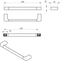 Gedy PIRENEI držiak uterákov 450x66mm, čierna mat PI214514