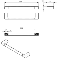 Gedy PIRENEI držiak uterákov 800x66mm, čierna mat PI218014