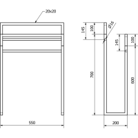 Sapho SKA stojan na uteráky 550x800x200mm, čierna mat/dub SKA308