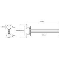 Sapho X-ROUND dvojitý držiak uterákov otočný 380mm, chróm XR403