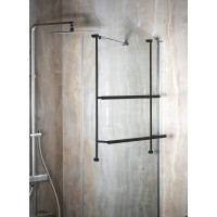 Sapho Závesný držiak uterákov na sprchovú zástenu 600x730x125mm, čierna mat 1301-09B