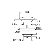 GSI GSI umývadlová výpusť 5/4“, neuzatvárateľná, hr.5-65 mm, keramická krytka, creta mat PVC08