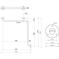 Sapho HANDICAP madlo do sprchy 670x670mm, nerez lesk XH544