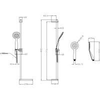 Sapho BRIT sprchová súprava s poličkou, posuvný držiak, 805mm, spŕch. hadica 1500mm, chróm 1202-25