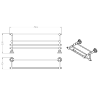 Sapho DIAMOND polica na uteráky s hrazdou, 600mm, bronz 1318-14