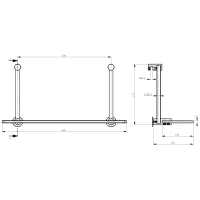 Sapho Závesná sklenená polička na sprchovú zástenu 400x180x125mm, chróm 1301-15