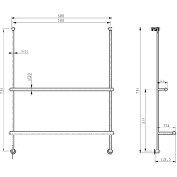 Sapho Závesný držiak uterákov na sprchovú zástenu 600x730x125mm, čierna mat 1301-09B