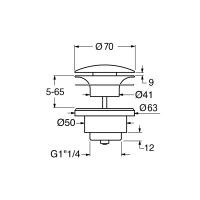 GSI GSI umývadlová výpusť 5/4“, neuzatvárateľná, hr.5-65 mm, keramická krytka, biela mat PVC09