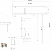 Sapho HANDICAP madlo sklopné s opornou nohou 813mm, nerez lesk XH523