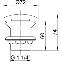 Sapho MINIMAL umývadlová výpusť 5/4“, neuzatvárateľná, veľká krytka, hr.30-60mm, nerez mat MI056